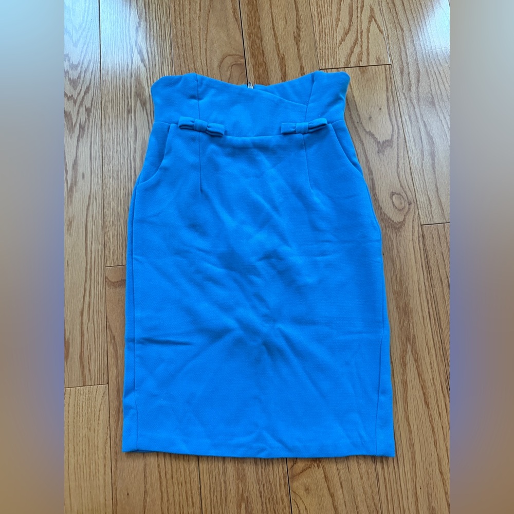 Snidel Bright Blue High-Waisted Pencil Skirt with Bow Detail - Size F